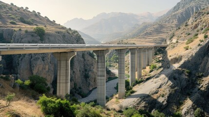Engineering Meets Nature: Serene Canyon Bridge Under Clear Skies