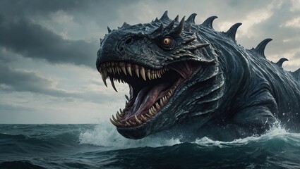 Giant sea monster, terrifying - obrazy, fototapety, plakaty