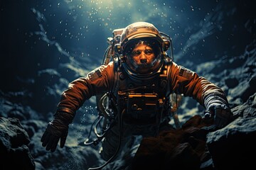 Fototapeta premium Astronaut floats in space with the earth in the background., generative IA