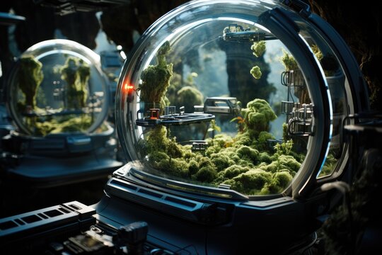 Astronauts conduct experiments at the space station., generative IA