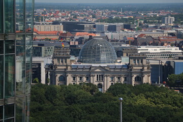 View to the Reichstag building in Berlin, Germany - 734243348