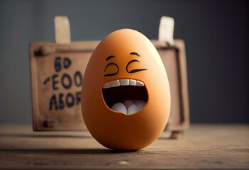 Funny Egg With A Blank Sign. Generative AI