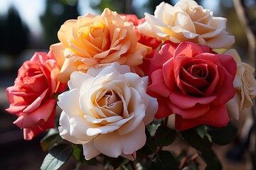 Varied rose flowerbed in Botanical Garden., generative IA