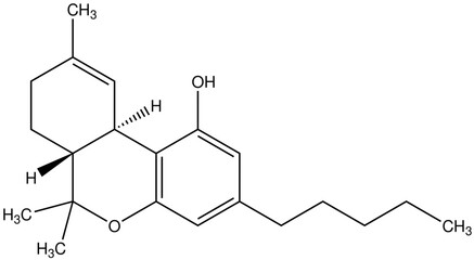 Obraz premium Tetrahydrocannabinol THC Chemie Strukturformel