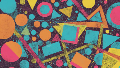 Colorful pop art background consisting of geometric shapes and patterns - ai generated