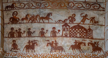 Mural paintings, Church of Our Lady of the Assumption, Alaitza, Álava, Spain, Europe