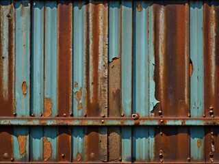 Texture of an old metal fence with rusty areas and oxidized parts.