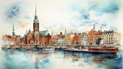 Foto auf Acrylglas Stockholm panorama of the old town