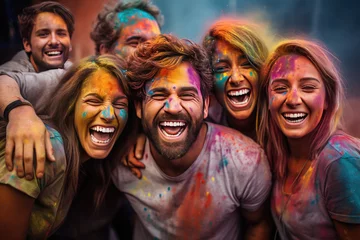 Foto op Plexiglas Happy group of people celebrating Holi the Festival of Colours © syhin_stas