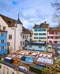 Residential houses on Lindenhof Hill in Zürich, Switzerland