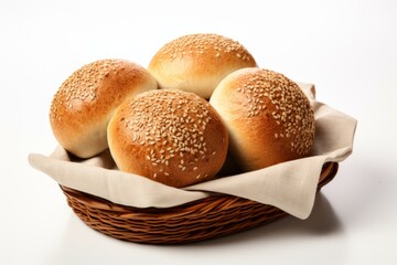bun bread closeup isolated on white background