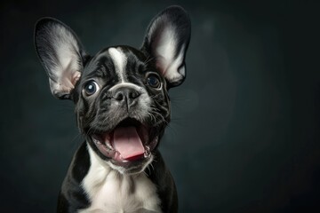 Excited Puppy with Flapping Ears: A small puppy with flapping ears and an excited expression brings joy and energy - obrazy, fototapety, plakaty