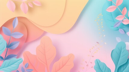 Pastel Botanicals: Soft floral and abstract shapes on pastel background