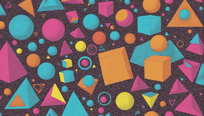 Colorful pop art background consisting of geometric shapes and patterns - ai generated