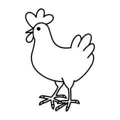 Easter cute chicken in line art, Easter cute chicken illustration in out line style