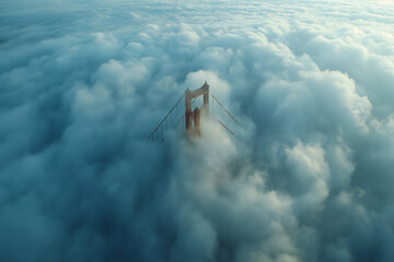 Golden Gate Bridge Piercing Through Cloud Sea