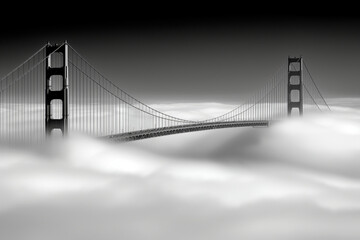 Ethereal Golden Gate in Monochrome Mist