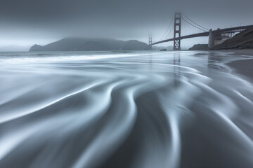 Sweeping Tides Under Golden Gate's Silhouette
