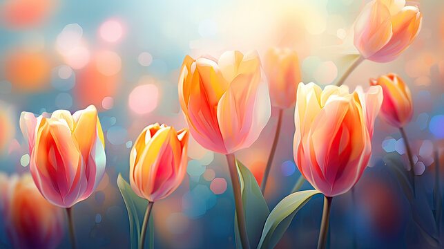 Abstract elements into the tulips theme, visually engaging and universally appealing background Ai Generative