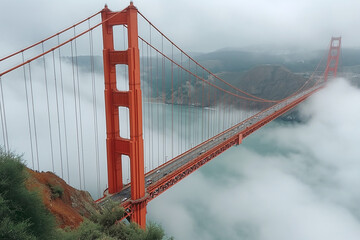Misty Golden Gate Bridge in Muted Tones