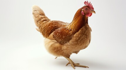 Fototapeta premium A beautiful image of a hen isolated on a plain white background. chicken on a white background