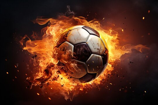 a football ball on fire