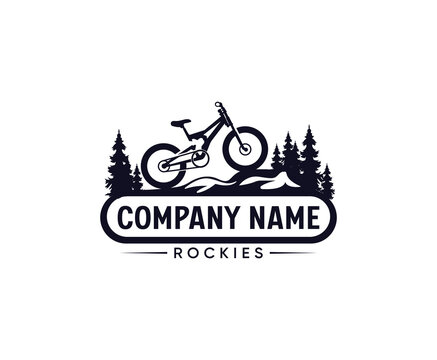 Mountain bike logo, mountain bike sport logo design template freestyle