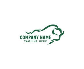 Fototapeta premium Long-Haired Buffalo Logo Design. Bison Bull Buffalo Angus Silhouette Vintage Retro Logo, Buffalo Breeders Vector Illustration.