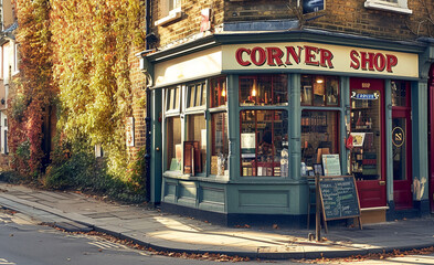  Exterior of a country corner shop, local supplies