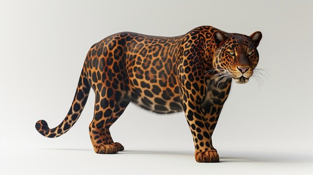 A beautiful image of a panther isolated on a plain white background. portrait of a leopard