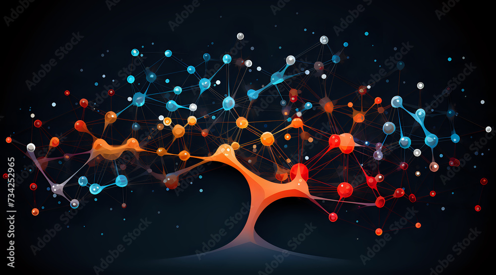Aufkleber neural network concept art. artistic representation of a neural network with interconnected nodes, i