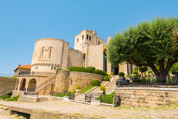 Fototapeta na wymiar View of the beautiful Kruja Castle in summer. Traveling in Albania.