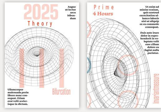 A4 Flyer 3D Geometric Wireframe Shape Simple Layout Science Event