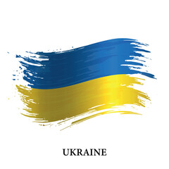 Grunge flag of Ukraine, brush stroke vector