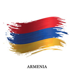 Grunge flag of Armenia, brush stroke vector