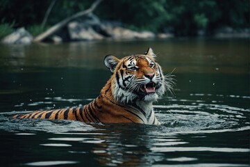 Fototapeta na wymiar Tiger in lake