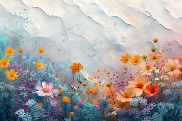 Fototapeta na wymiar Whimsical pastel floral background wallpaper