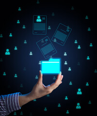 Concept of document flow in the company, transition to paperless technology. Electronic document...