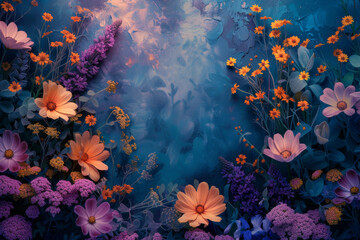 Obraz na płótnie Canvas Whimsical pastel floral background wallpaper