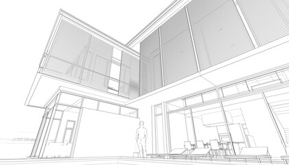 house building architectural 3d illustration