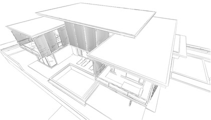 house building architectural 3d illustration