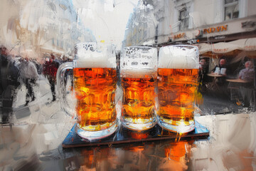 Beer Fest Mood, Abstract Painting Background