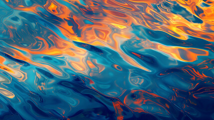 Fototapeta na wymiar Vivid Blue and Orange Abstract Background, Fluid Pattern