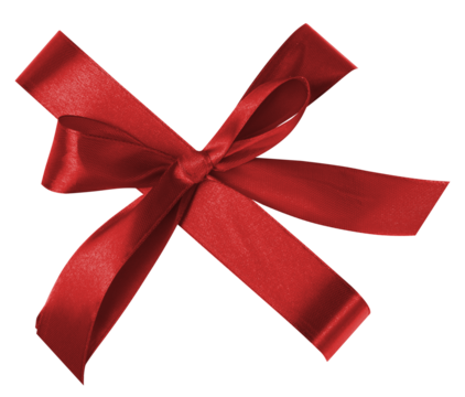 Red silk ribbon tied around the box, frame and blank for design, top view