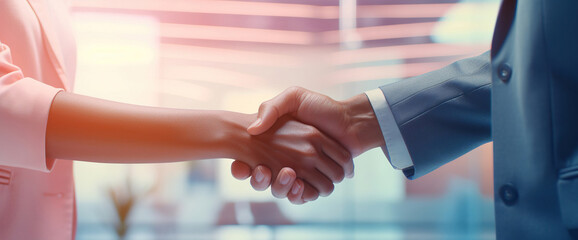 close-up. businessman and businesswoman shaking hands. - 734264794