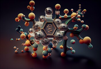 Febuxostat gout drug molecule, illustration. Generative AI