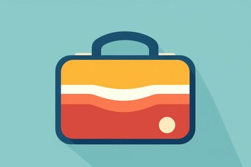 Suitcase Casting Long Shadow on Blue Background