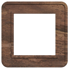 Blank square brown wooden frame on isolated background