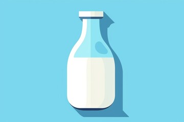 Bottle of Milk on Blue Background