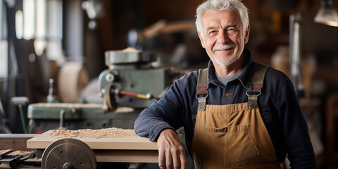 Drechsler in der Holzwerkstatt, 